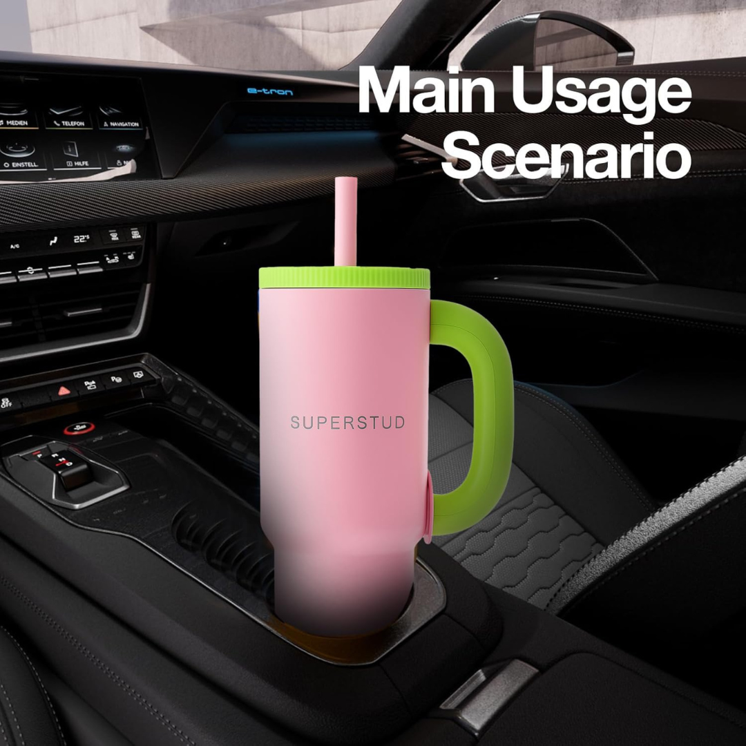 SUPERSTUD Stainless Steel Tumbler with Lid & Straw
