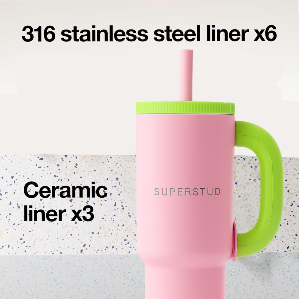 SUPERSTUD Stainless Steel Tumbler with Lid & Straw