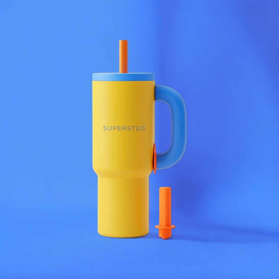 SUPERSTUD Stainless Steel Tumbler with Lid & Straw