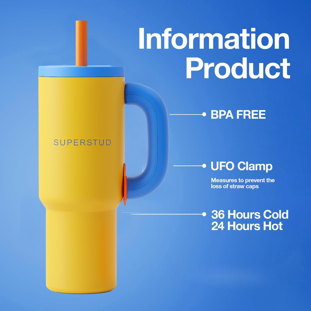 SUPERSTUD Stainless Steel Tumbler with Lid & Straw