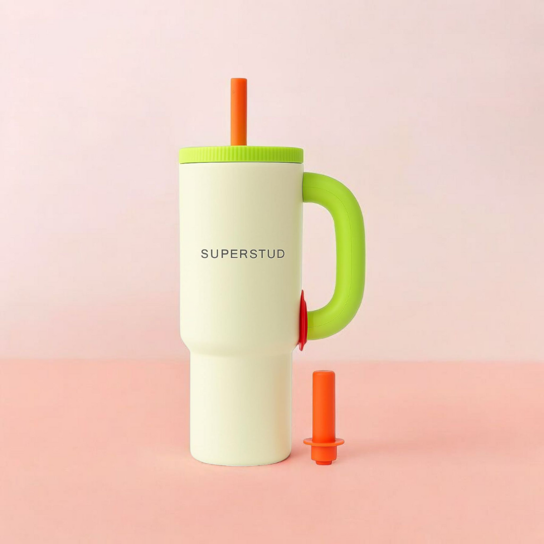 SUPERSTUD Stainless Steel Tumbler with Lid & Straw