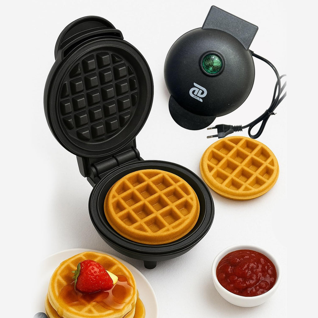 SUPERSTUD 3-in-1 Mini Waffle Maker | 350W | Dual-Side Plates | Easy Clean | Black
