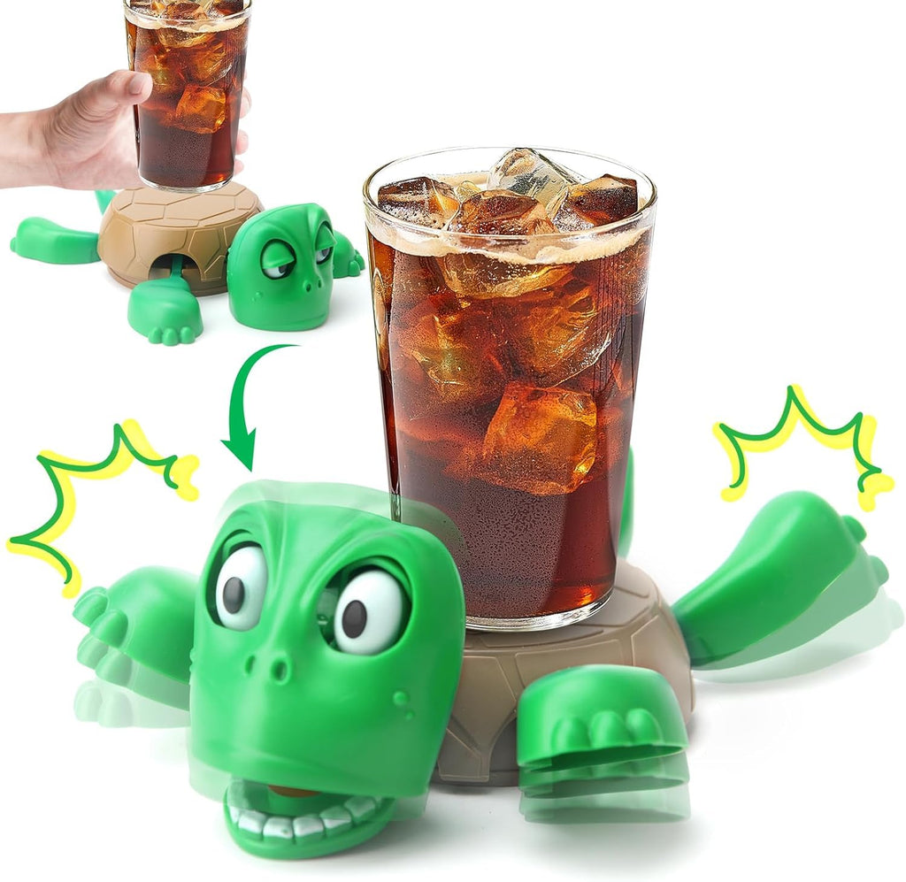 Turtle Coaster with Funny Expression Turtle Cup Holder for Cups/Mugs/Wine/Coffee/Waterbottle for Desk Decor, Kitchen, Office Gift for Men/Women/Kids (1, Green) || No Sound ||