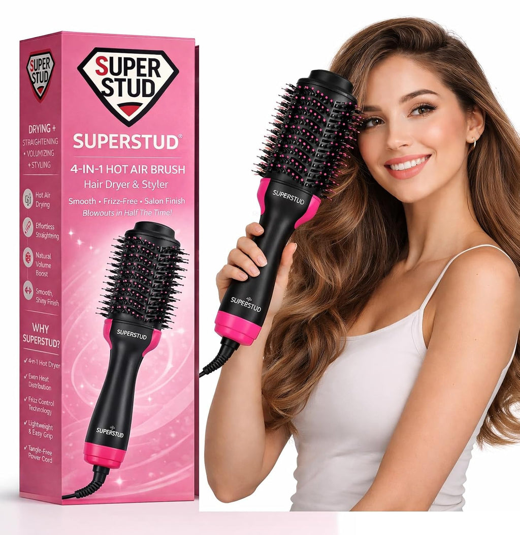 SUPERSTUD 4-in-1 Hot Air Brush – Hair Dryer, Straightener & Volumizer for Women