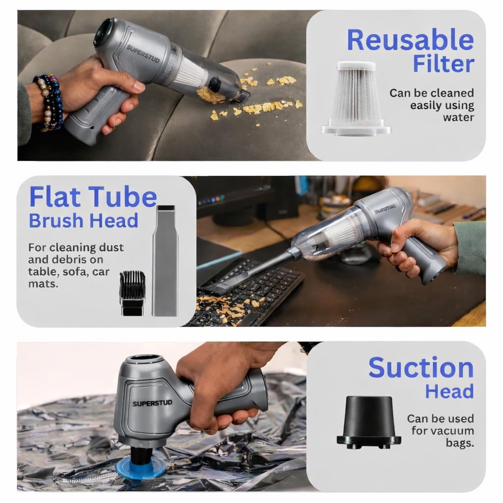 SUPERSTUD 3-in-1 Wet & Dry Vacuum Cleaner with Blower & 6 Attachments – Rich Grey