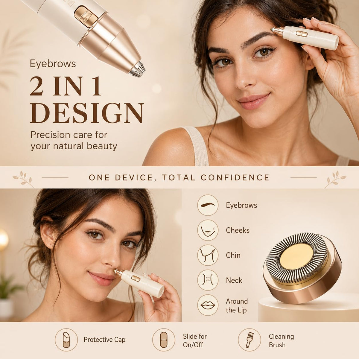 SUPERSTUD 2-in-1 Facial Hair & Eyebrow Trimmer for Women