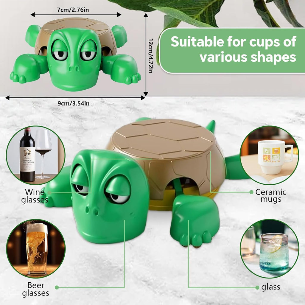 Turtle Coaster with Funny Expression Turtle Cup Holder for Cups/Mugs/Wine/Coffee/Waterbottle for Desk Decor, Kitchen, Office Gift for Men/Women/Kids (1, Green) || No Sound ||