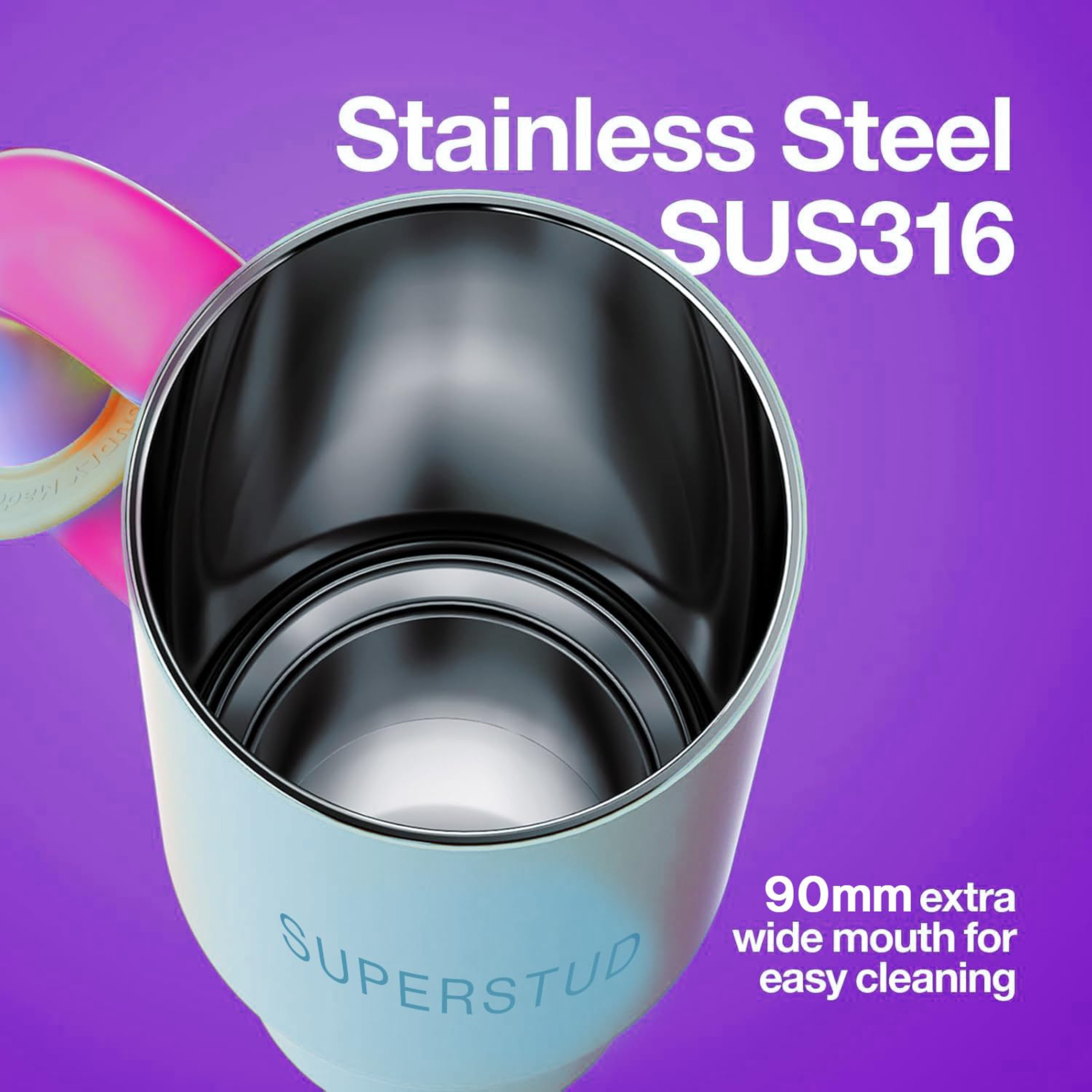 SUPERSTUD Stainless Steel Tumbler with Lid & Straw