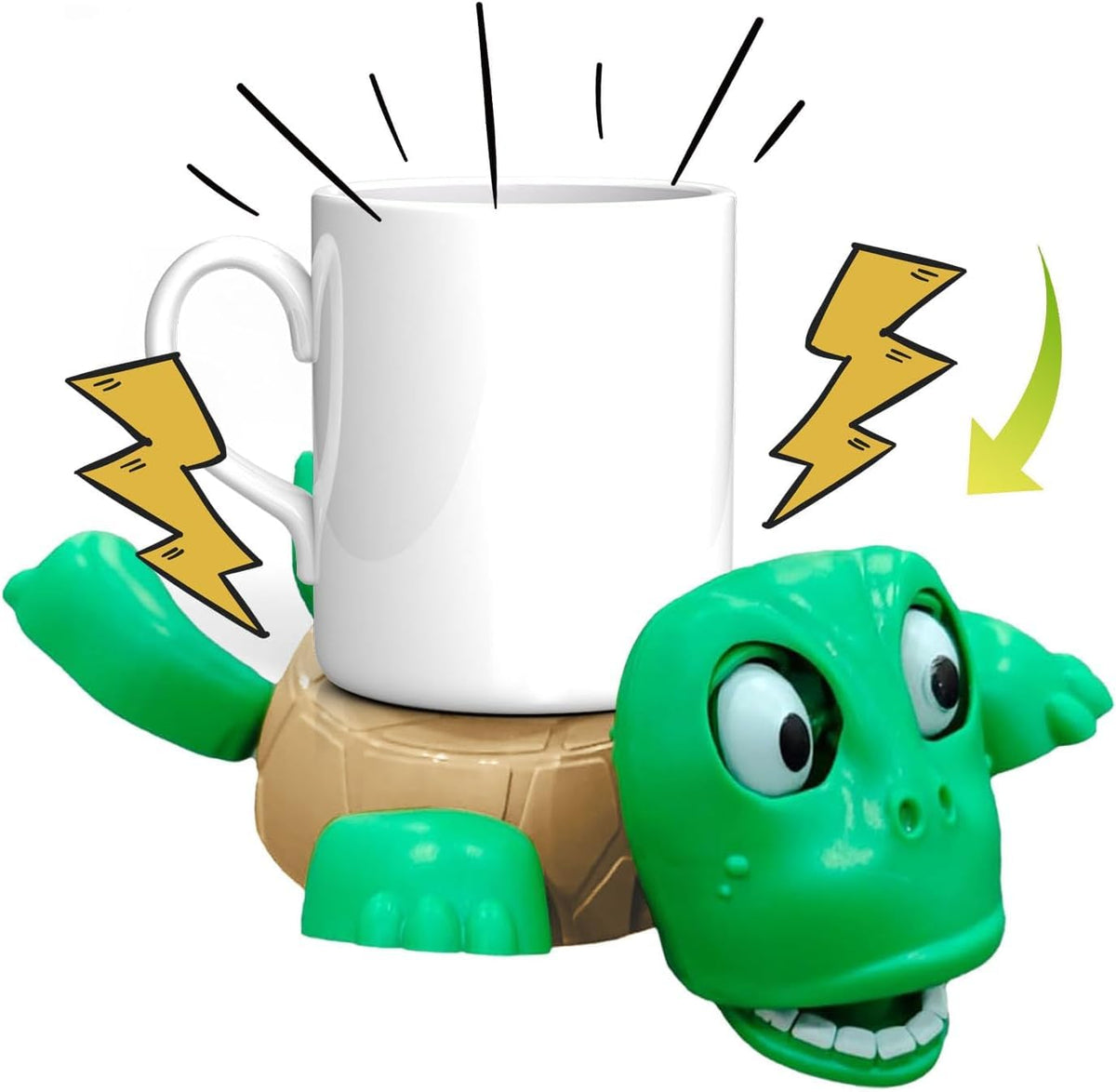 Turtle Coaster with Funny Expression Turtle Cup Holder for Cups/Mugs/Wine/Coffee/Waterbottle for Desk Decor, Kitchen, Office Gift for Men/Women/Kids (1, Green) || No Sound ||