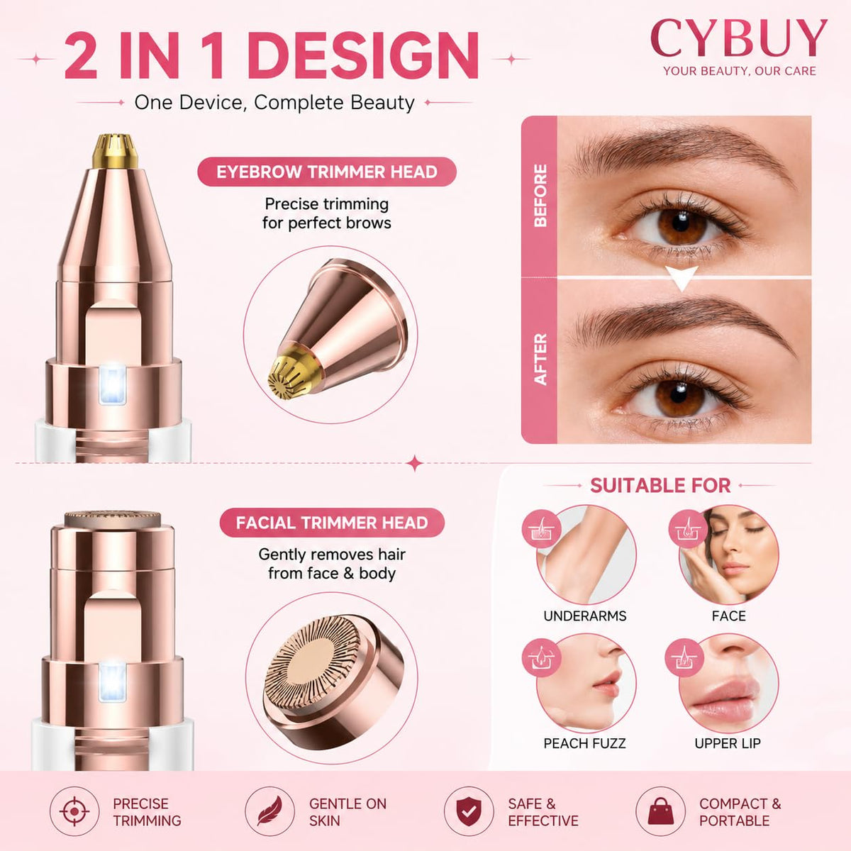 SUPERSTUD 2-in-1 Facial Hair & Eyebrow Trimmer for Women