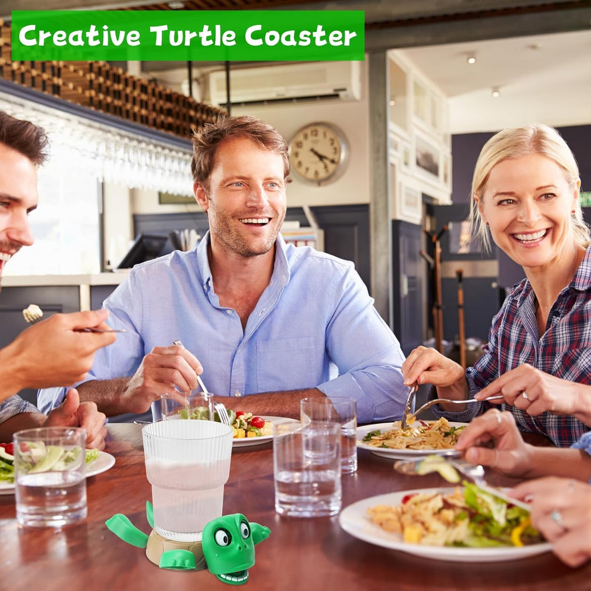 Turtle Coaster with Funny Expression Turtle Cup Holder for Cups/Mugs/Wine/Coffee/Waterbottle for Desk Decor, Kitchen, Office Gift for Men/Women/Kids (1, Green) || No Sound ||