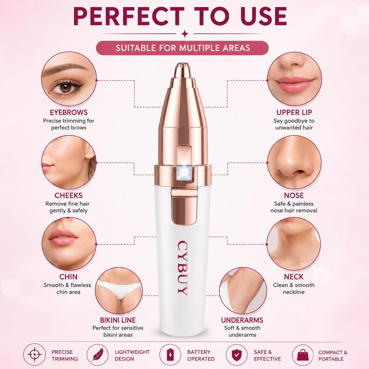 SUPERSTUD 2-in-1 Facial Hair & Eyebrow Trimmer for Women