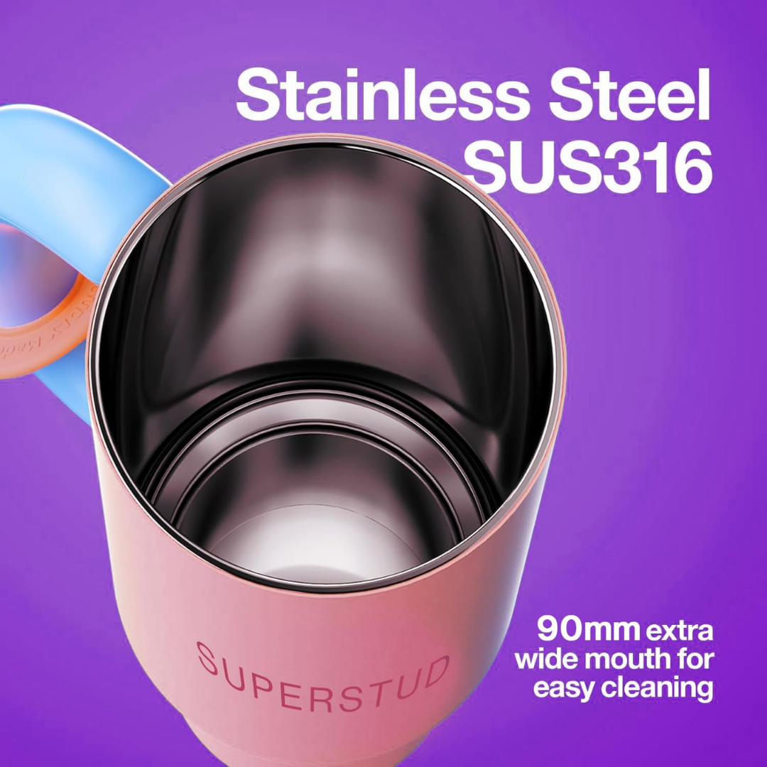 SUPERSTUD Stainless Steel Tumbler with Lid & Straw